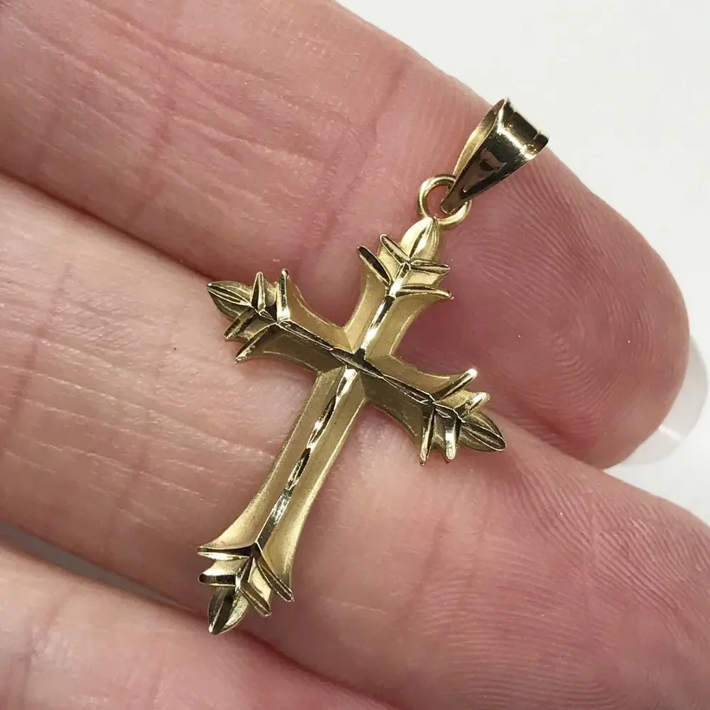 Solid 14K Gold MA Michael Anthony 1.21in Religious Christian Cross Pendant .96g - Picture 7 of 10